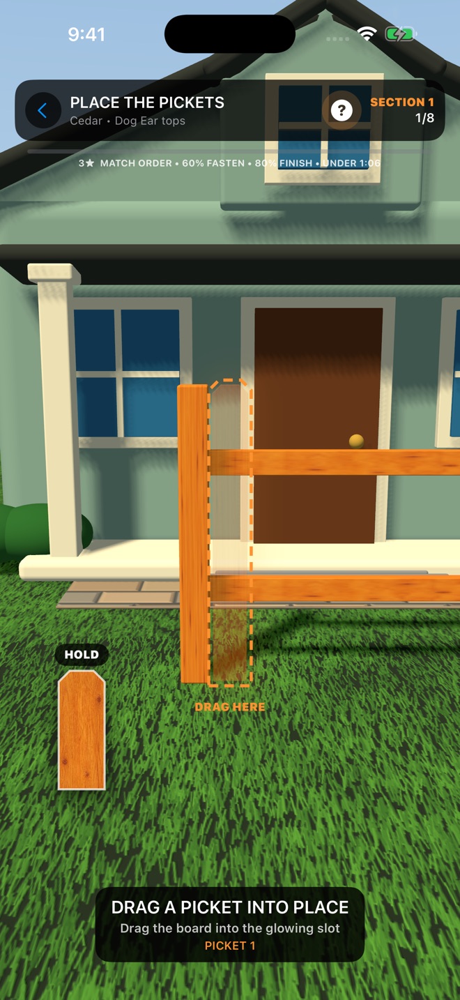 Placing wooden pickets during a Picket Zen job